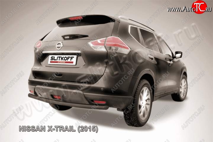 6 599 р. Защита задняя Slitkoff Nissan X-trail 3 T32 рестайлинг (2017-2022) (Цвет: серебристый)  с доставкой в г. Тамбов