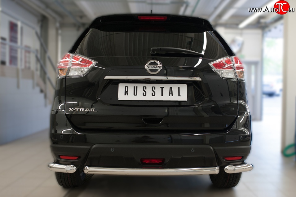 12 999 р. Одинарная защита заднего бампера из трёх труб диаметром 63 мм Russtal Nissan X-trail 3 T32 рестайлинг (2017-2022)  с доставкой в г. Тамбов