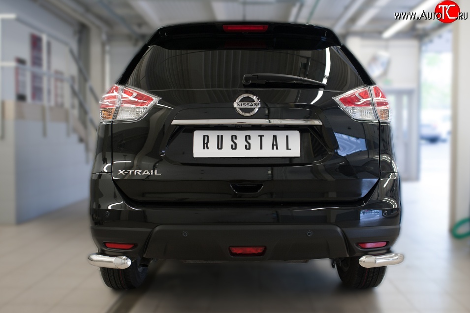 12 999 р. Защита заднего бампера (Ø63 мм уголки, нержавейка) Russtal Nissan X-trail 3 T32 рестайлинг (2017-2022)  с доставкой в г. Тамбов