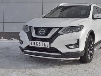 11 999 р. Защита переднего бампера (Ø42 мм, нержавейка) SLITKOFF  Nissan X-trail  3 T32 (2013-2018) дорестайлинг  с доставкой в г. Тамбов. Увеличить фотографию 4