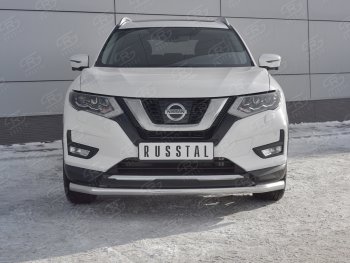 Защита переднего бампера (Ø63 мм, нержавейка) SLITKOFF Nissan (Нисан) X-trail (Х-трейл)  3 T32 (2013-2018) 3 T32 дорестайлинг