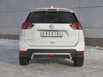 Защита заднего бампера (Ø42 мм волна, нержавейка) Russtal Nissan X-trail 3 T32 рестайлинг (2017-2022)