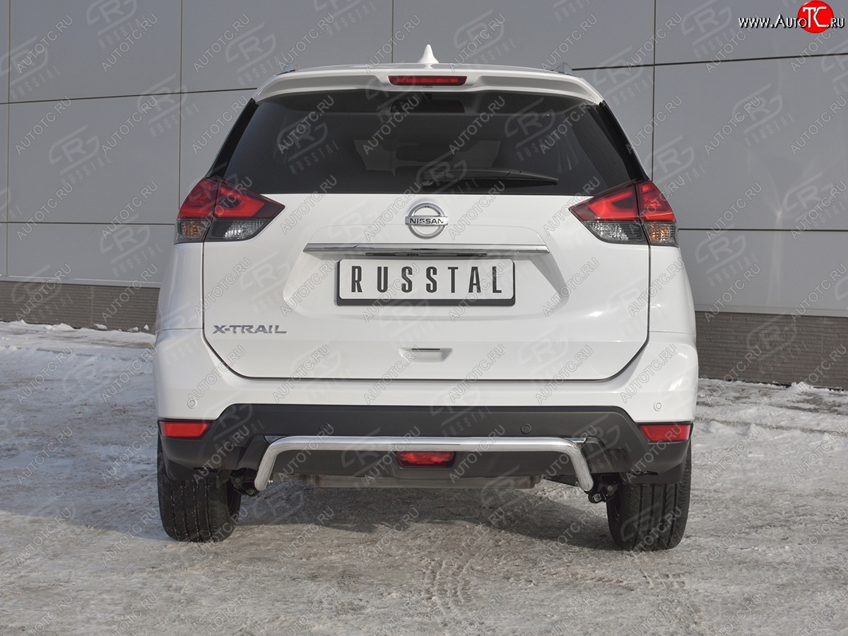 10 399 р. Защита заднего бампера (Ø42 мм волна, нержавейка) Russtal Nissan X-trail 3 T32 рестайлинг (2017-2022)  с доставкой в г. Тамбов