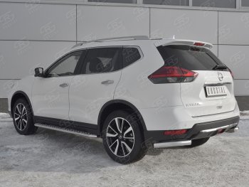 12 499 р. Защита заднего бампера (Ø63 мм уголки, нержавейка) Russtal Nissan X-trail 3 T32 рестайлинг (2017-2022)  с доставкой в г. Тамбов. Увеличить фотографию 2