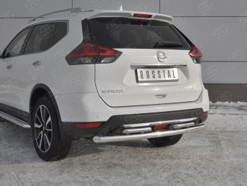 20 899 р. Защита заднего бампера (Ø63 и 42 мм , нержавейка) RUSSTAL Nissan X-trail 3 T32 рестайлинг (2017-2022)  с доставкой в г. Тамбов. Увеличить фотографию 4