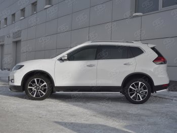 15 299 р. Защита порогов (Ø75x42 мм с проступью) Russtal Nissan X-trail 3 T32 рестайлинг (2017-2022)  с доставкой в г. Тамбов. Увеличить фотографию 2