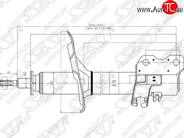 3 199 р. Правый амортизатор передний SAT Nissan X-trail 1 T30 дорестайлинг (2000-2003)  с доставкой в г. Тамбов