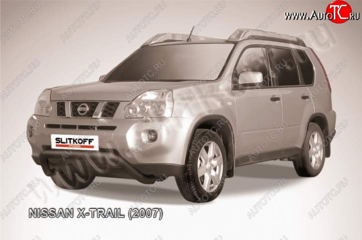 20 999 р. Кенгурятник d76 низкий мини  Nissan X-trail  2 T31 (2007-2011) дорестайлинг (Цвет: серебристый)  с доставкой в г. Тамбов