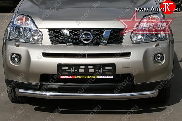 1 052 р. Защита переднего бампера одинарная Souz-96 (d76) Nissan X-trail 2 T31 дорестайлинг (2007-2011)  с доставкой в г. Тамбов