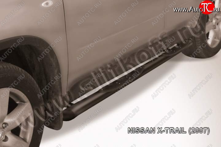 9 399 р. Пороги d76 с проступями со скосами  Nissan X-trail  2 T31 (2007-2011) дорестайлинг (Цвет: серебристый)  с доставкой в г. Тамбов