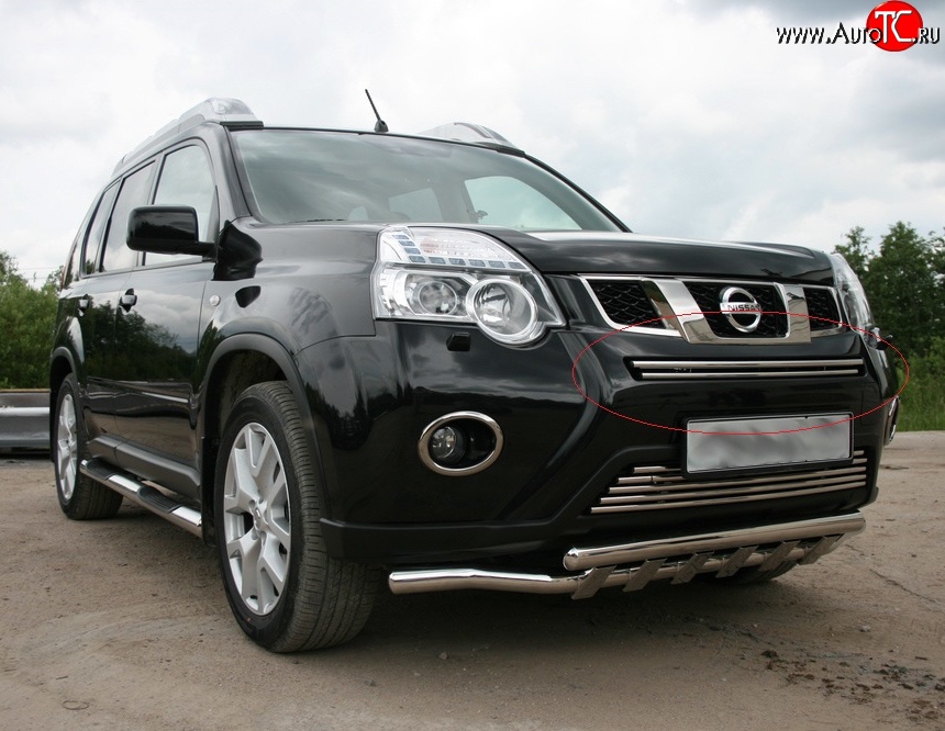 2 204 р. Декоративная вставка воздухозаборника Novline (d16 мм, верхняя) Nissan X-trail 2 T31 рестайлинг (2010-2015)  с доставкой в г. Тамбов