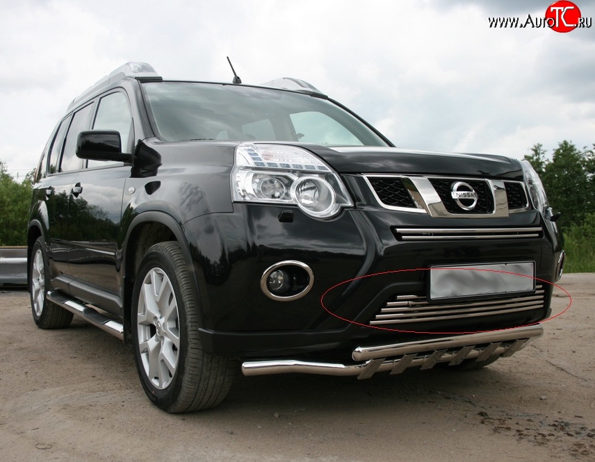 4 769 р. Декоративная вставка воздухозаборника Novline (d16 мм, нижняя) Nissan X-trail 2 T31 рестайлинг (2010-2015)  с доставкой в г. Тамбов