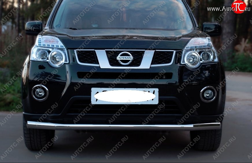 12 699 р. Защита переднего бампера (Ø63 мм, нержавейка) SLITKOFF  Nissan X-trail  2 T31 (2010-2015) рестайлинг  с доставкой в г. Тамбов