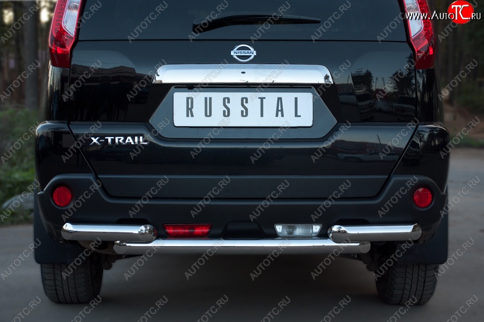 18 799 р. Защита заднего бампера (2 трубы Ø63, нержавейка) Russtal Nissan X-trail 2 T31 рестайлинг (2010-2015)  с доставкой в г. Тамбов