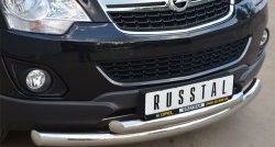 17 949 р. Защита переднего бампера (2 трубыØ76 и 63 мм, нержавейка) SLITKOFF Opel Antara рестайлинг (2010-2015)  с доставкой в г. Тамбов. Увеличить фотографию 2