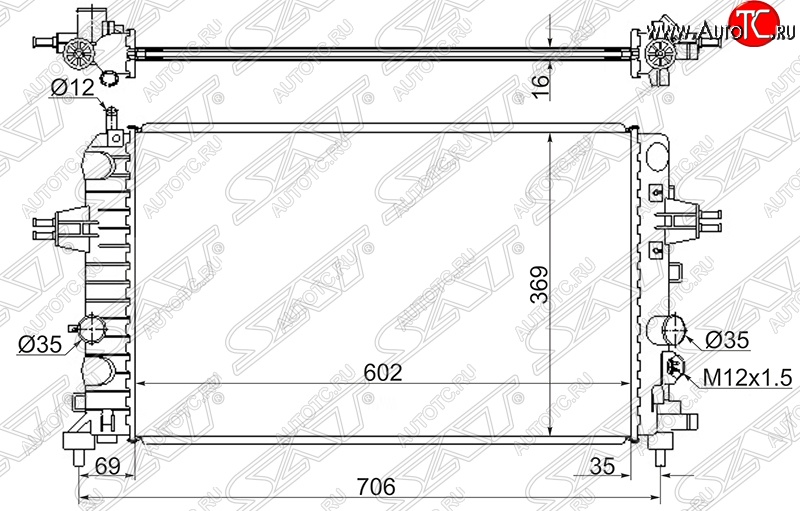 4 499 р. Радиатор двигателя SAT Opel Astra H универсал (2004-2007)  с доставкой в г. Тамбов