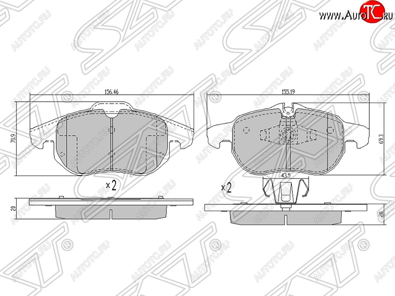 1 479 р. Колодки тормозные SAT (передние) Opel Astra H универсал рестайлинг (2007-2015)  с доставкой в г. Тамбов