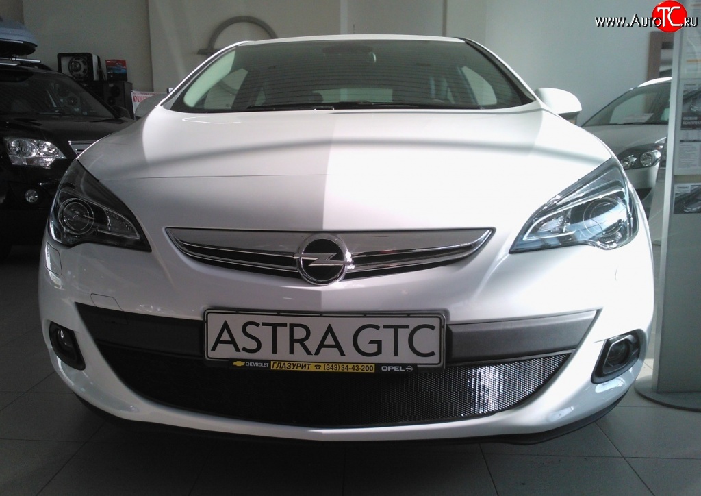 1 469 р. Сетка на бампер GTC Russtal (черная) Opel Astra J хэтчбек 5 дв. дорестайлинг (2009-2012)  с доставкой в г. Тамбов