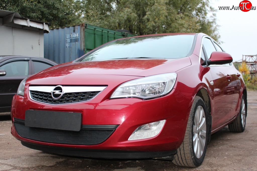 1 469 р. Сетка на бампер Russtal (черная) Opel Astra J хэтчбек 5 дв. дорестайлинг (2009-2012)  с доставкой в г. Тамбов