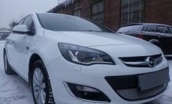 1 539 р. Сетка на бампер Russtal (хром) Opel Astra J хэтчбек 5 дв.  рестайлинг (2012-2017)  с доставкой в г. Тамбов. Увеличить фотографию 2