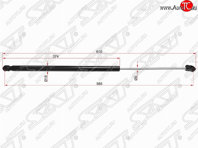 569 р. Газовый упор крышки багажника SAT  Opel Astra  J (2009-2017) хэтчбек 5 дв. дорестайлинг, хэтчбек 5 дв.  рестайлинг  с доставкой в г. Тамбов