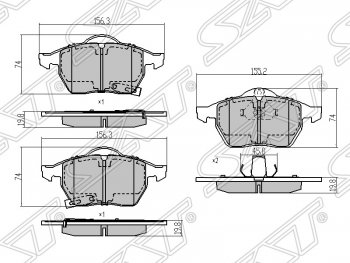 1 029 р. Колодки тормозные SAT (передние) Opel Astra G седан (1998-2005)  с доставкой в г. Тамбов. Увеличить фотографию 1