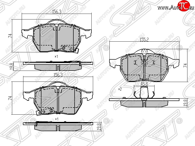 1 029 р. Колодки тормозные SAT (передние) Opel Astra G седан (1998-2005)  с доставкой в г. Тамбов