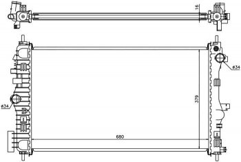 13 399 р. Радиатор двигателя (пластинчатый, 2.0, МКПП/АКПП) SAT Opel Insignia A дорестайлинг седан (2008-2013)  с доставкой в г. Тамбов. Увеличить фотографию 1