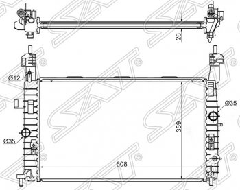 Радиатор двигателя (пластинчатый, 1.4/1.6/1.8, МКПП) SAT Opel (Опель) Meriva (Мерива)  A (2002-2010) A