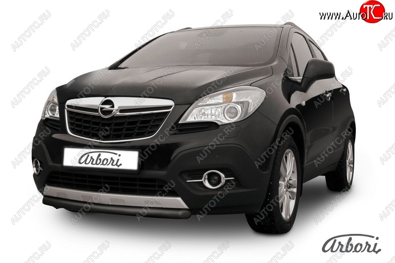 5 849 р. Защита переднего бампера Arbori (короткая, черная, 1 труба d57 mm). Opel Mokka  дорестайлинг (2012-2016)  с доставкой в г. Тамбов