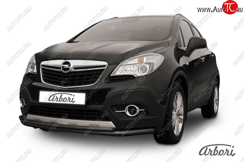 7 559 р. Защита переднего бампера Arbori (черная, 2 трубы d57 и 42 mm) Opel Mokka  дорестайлинг (2012-2016)  с доставкой в г. Тамбов