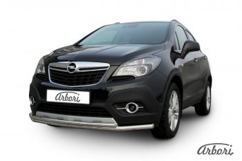 14 363 р. Защита переднего бампера Arbori (нержавейка, 2 трубы d57 и 42 mm) Opel Mokka  дорестайлинг (2012-2016)  с доставкой в г. Тамбов. Увеличить фотографию 2