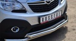 15 999 р. Защита переднего бампера (2 трубыØ63 мм, нержавейка) SLITKOFF Opel Mokka  дорестайлинг (2012-2016)  с доставкой в г. Тамбов. Увеличить фотографию 2