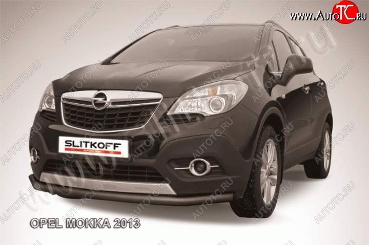 9 549 р. защита переднего бампера Slitkoff Opel Mokka  дорестайлинг (2012-2016) (Цвет: серебристый)  с доставкой в г. Тамбов