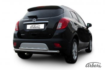 12 869 р. Защита заднего бампера Arbori (нержавейка, 2 трубы d57 и 42 mm). Opel Mokka  дорестайлинг (2012-2016)  с доставкой в г. Тамбов. Увеличить фотографию 2