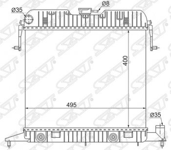 Радиатор двигателя (пластинчатый, 1.8/2.0, АКПП) SAT Opel Omega A седан (1986-1994)
