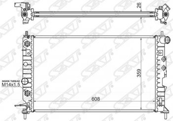 Радиатор двигателя (пластинчатый, 1.6/1.8/2.0/2.0TD/2.2, АКПП) SAT Opel (Опель) Vectra (Вектра)  B (1995-1999) B седан дорестайлинг