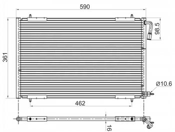 Радиатор кондиционера SAT Peugeot (Пежо) 206 ( хэтчбэк 5 дв.,  хэтчбэк 3 дв.,  универсал,  седан) (1998-2009) хэтчбэк 5 дв., хэтчбэк 3 дв., универсал, седан 2AC дорестайлинг, 2AC дорестайлинг, 2EK рестайлинг, 2AC рестайлинг, 2AC рестайлинг, 2B рестайлинг