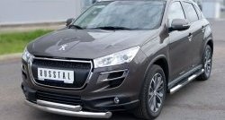 20 399 р. Защита переднего бампера (2 трубыØ76 и 63 мм, нержавейка) SLITKOFF  Peugeot 4008 (2012-2017)  с доставкой в г. Тамбов. Увеличить фотографию 4