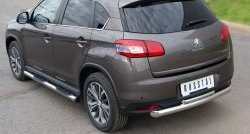 15 899 р. Защита заднего бампера (Ø76 и 42 мм, нержавейка) SLITKOFF Peugeot 4008 (2012-2017) (с короткой верхней трубой)  с доставкой в г. Тамбов. Увеличить фотографию 4