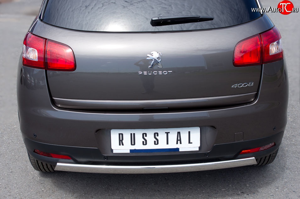 14 999 р. Защита заднего бампера (Ø75x42 мм, нержавейка) Russtal Peugeot 4008 (2012-2017)  с доставкой в г. Тамбов