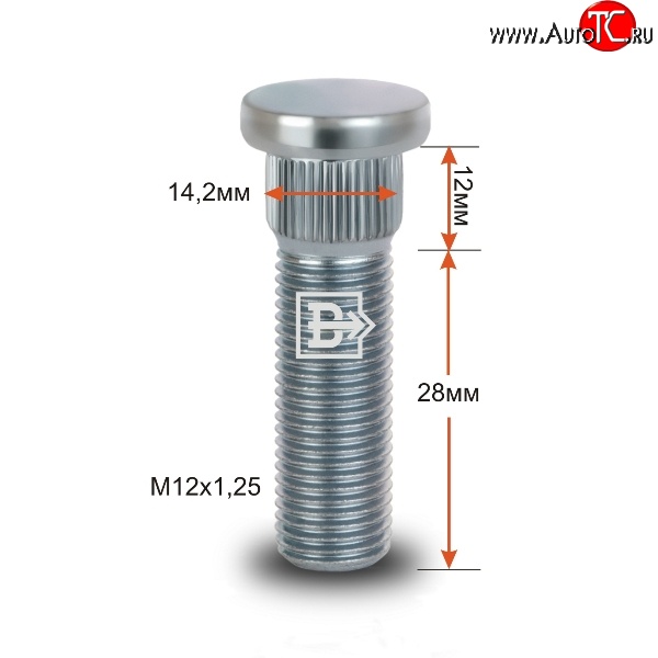 188 р. Забивная шпилька 28 мм ступицы Вектор M12x1.25x28 Лада Калина 2192 хэтчбек (2013-2018)