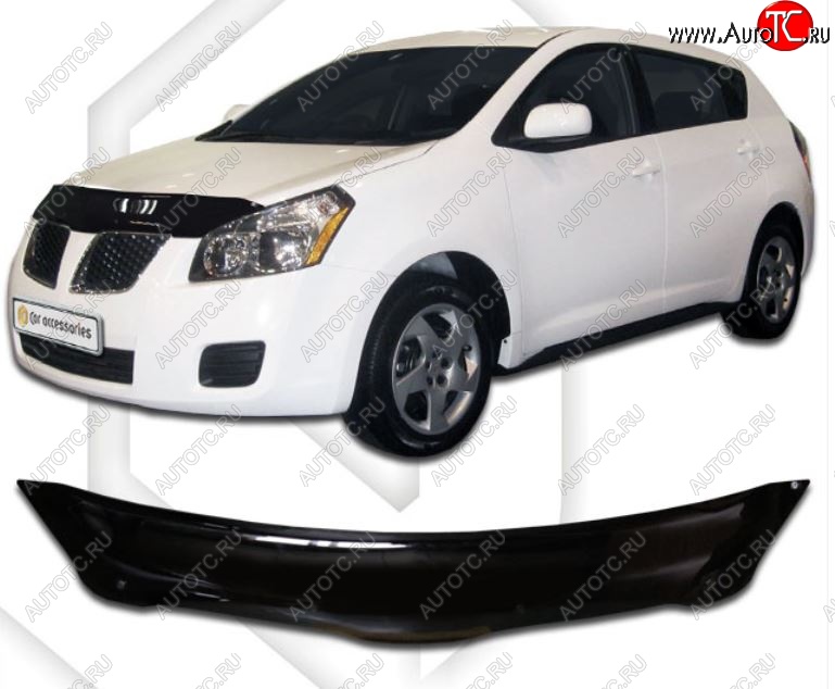 1 899 р. Дефлектор капота CA-Plastic  Pontiac Vibe  AZE (2008-2010) (Classic черный, Без надписи)  с доставкой в г. Тамбов