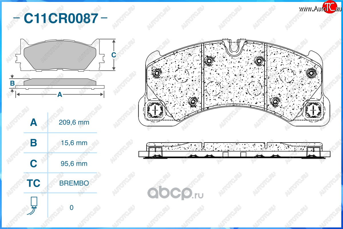 2 369 р. Комплект передних тормозных колодок CWORKS (209.6*15.6*95.6) Porsche Cayenne 958 (2010-2014)  с доставкой в г. Тамбов