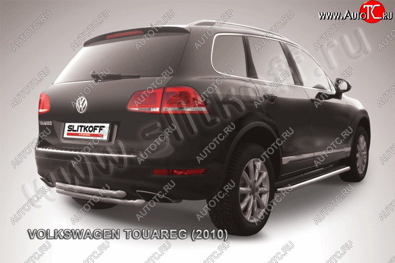 8 949 р. Защита задняя Slitkoff  Volkswagen Touareg  NF (2010-2014) дорестайлинг (Цвет: серебристый)  с доставкой в г. Тамбов