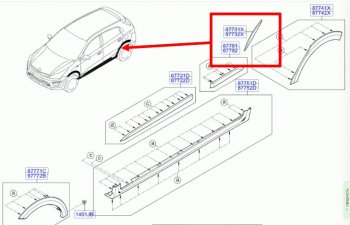 439 р. Левая накладка арки (задняя на дверь) BodyParts KIA Rio X-line (2017-2021)  с доставкой в г. Тамбов. Увеличить фотографию 1