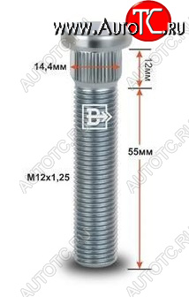 199 р. Забивная шпилька 55.0 мм ступицы колеса Вектор M12x1.25 x 55.0 Toyota Aristo S160 дорестайлинг (1997-2001)