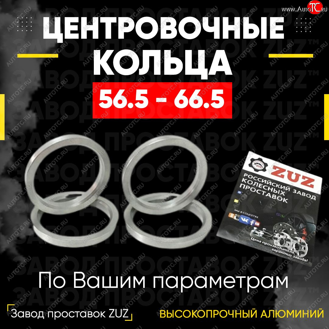 1 799 р. Алюминиевое центровочное кольцо (4 шт) ЗУЗ 56.5 x 66.5    с доставкой в г. Тамбов