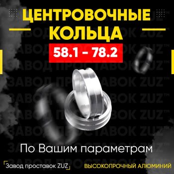 Алюминиевое центровочное кольцо (4 шт) ЗУЗ 58.1 x 78.2 