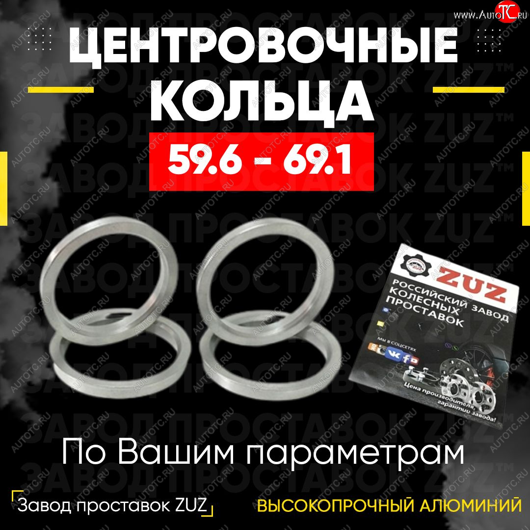 1 799 р. Алюминиевое центровочное кольцо (4 шт) ЗУЗ 59.6 x 69.1    с доставкой в г. Тамбов